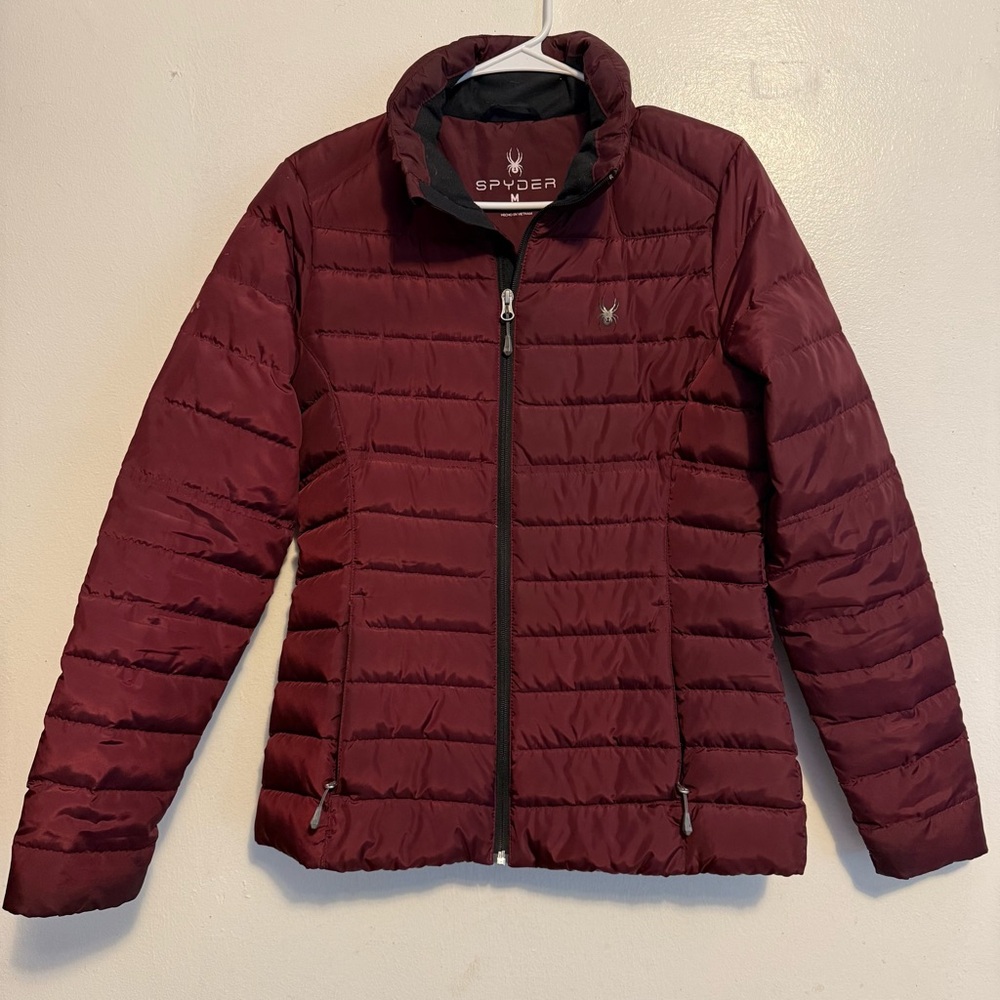 Spyder Women's Puffer Jacket Women’s Size Medium Down Duck Filled Burgundy - Picture 1 of 13